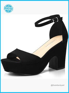 Chunky Heel Platform Sandals Suede Ankle Strap Open Toe Wedges Wedding Dress